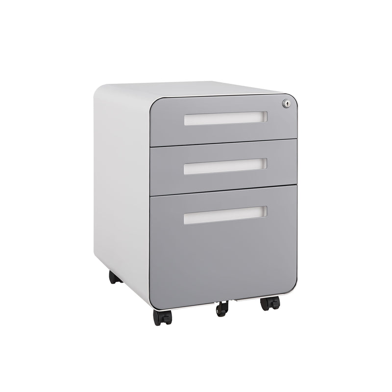 3 Drawer Mobile File Cabinet Under Desk Office, Simple Style Versatile Storage Cabinet For Legal / Letter / A4 Files, 5 Wheel Design Anti-Tilting Cold Rolled Steel Waterproof Moisture-Proof