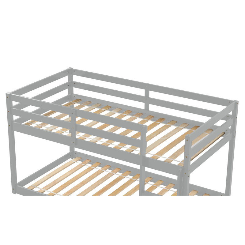 Twin over Twin Floor Bunk Bed,Grey(New SKU:W504P148536)