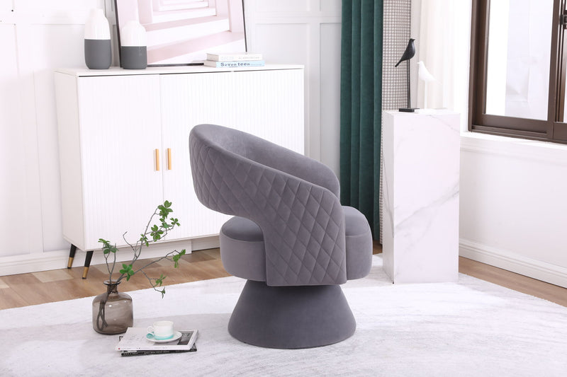 Swivel Accent Chair Armchair, Round Barrel Chair For Living Room Bedroom - Teddy Fabric