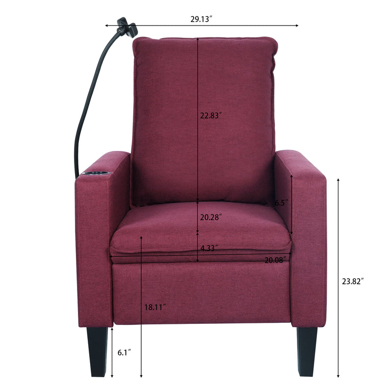 Recliner Chairs For Adults, Adjustable Recliner Sofa With Mobile Phone Holder & Cup Holder, Modern Reclining Chairs Fabric Push Back Recliner Chairs For Living Room, Bedroom