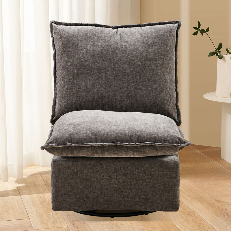 Detachable Chenille Single 360 Swivel Rocking Rocker, 360 Swivel Sofa Chair & Single Sofa Lounge, Comfortable Seating For Living Room & Bedroom, 1 Piece - Dark Gray