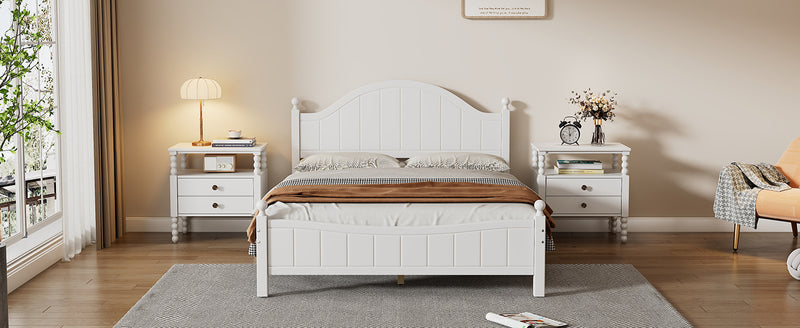 Traditional Concise Style White Solid Wood Platform Bed, No Need Box Spring, Full(Old SKU:WF295732AAA)