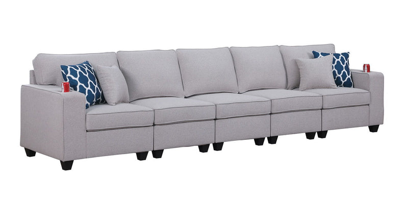 Cooper - Linen 5-Seater Sofa With Cupholder