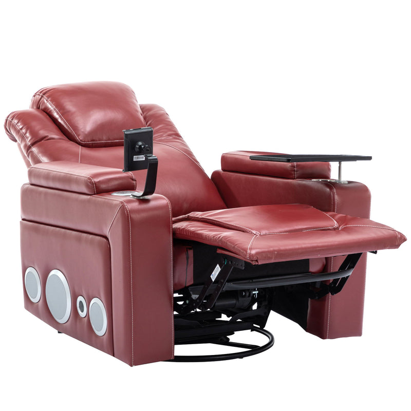 270° Swivel Power Recliner Individual Seat Home Theater Recliner With Surround Sound, Cup Holder, Removable Tray Table, Hidden Arm Storage For Living Room