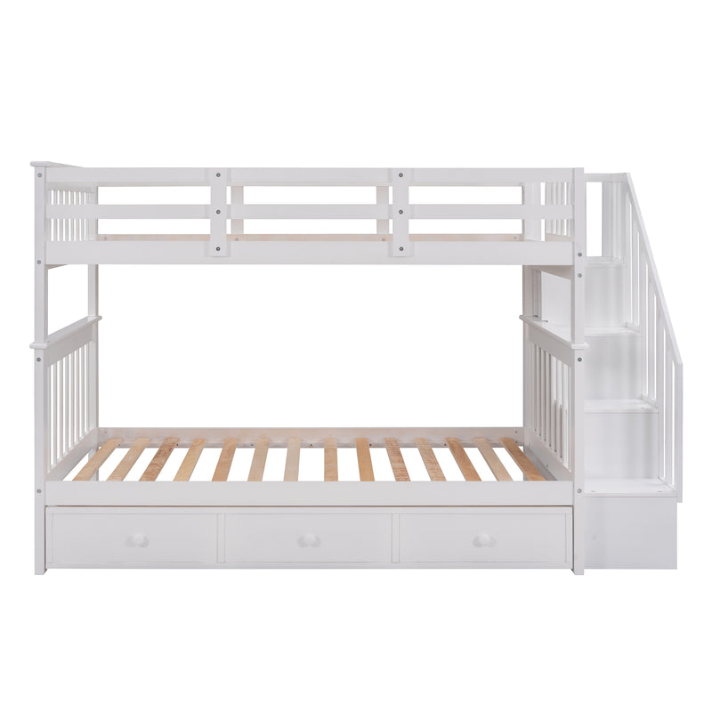 Stairway Twin-Over-Twin Bunk Bed with Three Drawers for Bedroom, Dorm - White(Old sku: LP000309AAK)