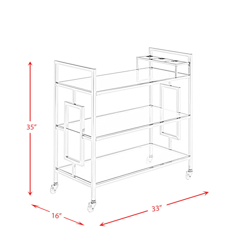 Ezra - Serving Bar Cart - Chrome