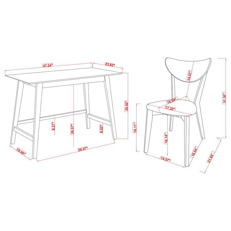 Karri - 2 Piece Writing Desk Set - Walnut