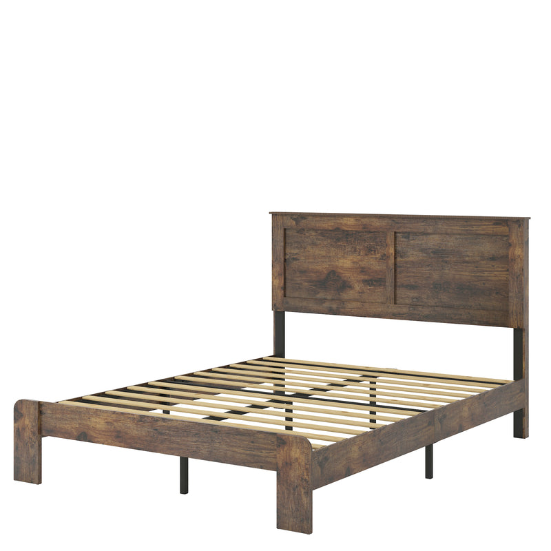 Bed Frame Queen Size, Wood Platform Bed Frame , Noise Free,No Box Spring Needed and Easy Assembly Tool,Large Under Bed Storage,Dark Brown