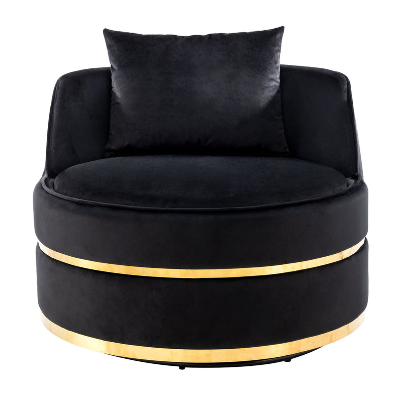 360° Swivel Accent Chair Velvet Modern Upholstered Barrel Chair Over-Sized Soft Chair With Seat Cushion For Living Room