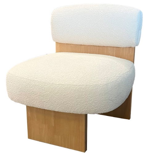 Elm - Boucle Fabric Chair - White