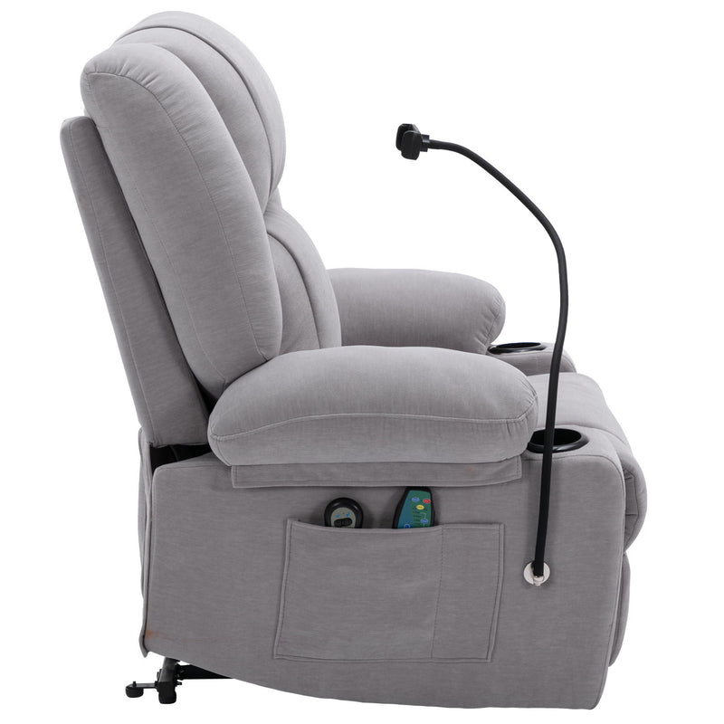 Power Lift Recliner Chair Electric Recliner For Elderly Recliner Chair With Massage And Heating Functions, Remote, Phone Holder Side Pockets And Cup Holders For Living Room