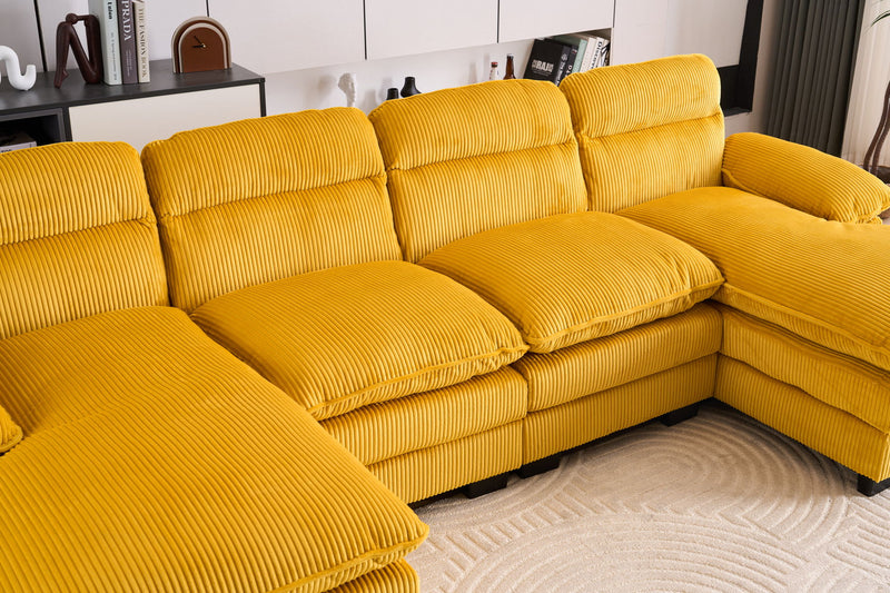 U-Shaped Profile Sofa, Including Two Single Seats And Two Chaise, Modular Sofa, Corduroy Sofa