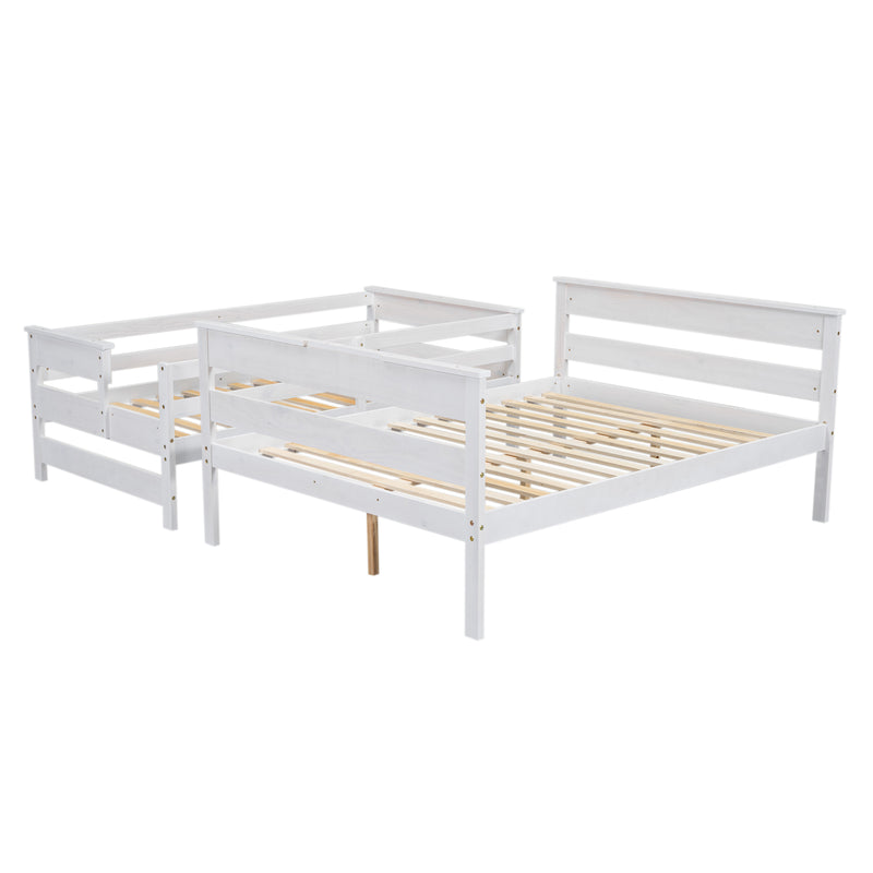 Wood Twin over Full Bunk Bed with Ladder, White