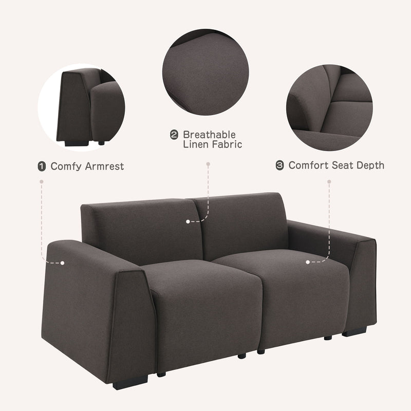 Modern Linen Sofa, Stylish And Minimalist 2-3 Seat Couch, Easy To Install, Exquisite Loveseat With Wide Armrests For Living Room