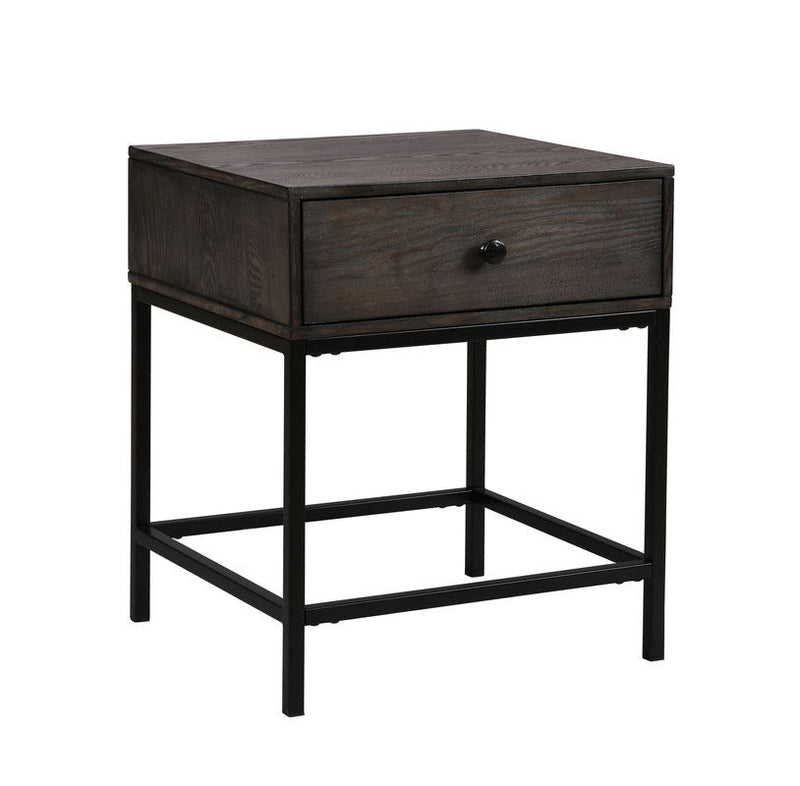 Ava - 20" MDF End Table With Charging Ports And Metal Base - Espresso