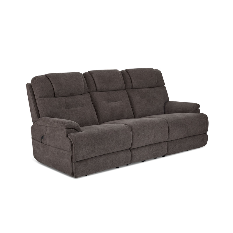 Zofa - Power Reclining Sofa with Cnsl & Power Headrests/Lumbar/Heat/Mass - Dark Brown