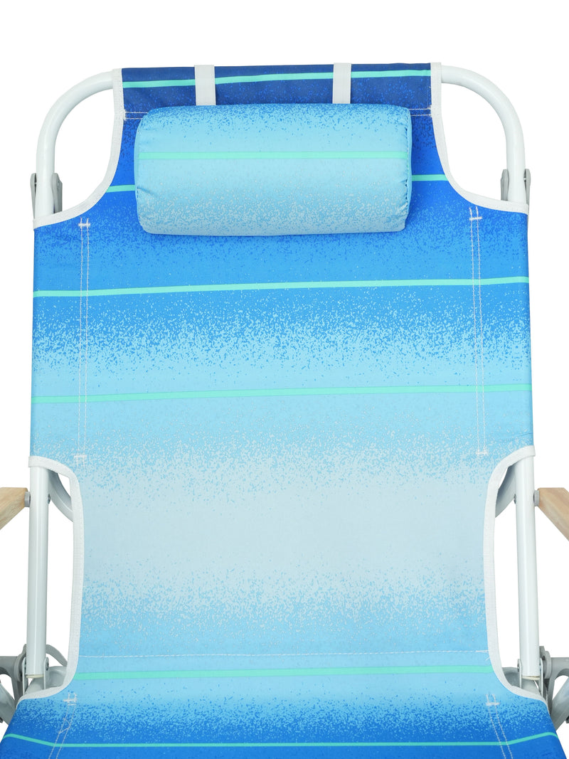 Backpack Beach Chair For Adults, Beach Towel, 5 Position Chair With Pouch Folding Lightweight Positions Back Pack, 1 Piece - Blue Multi