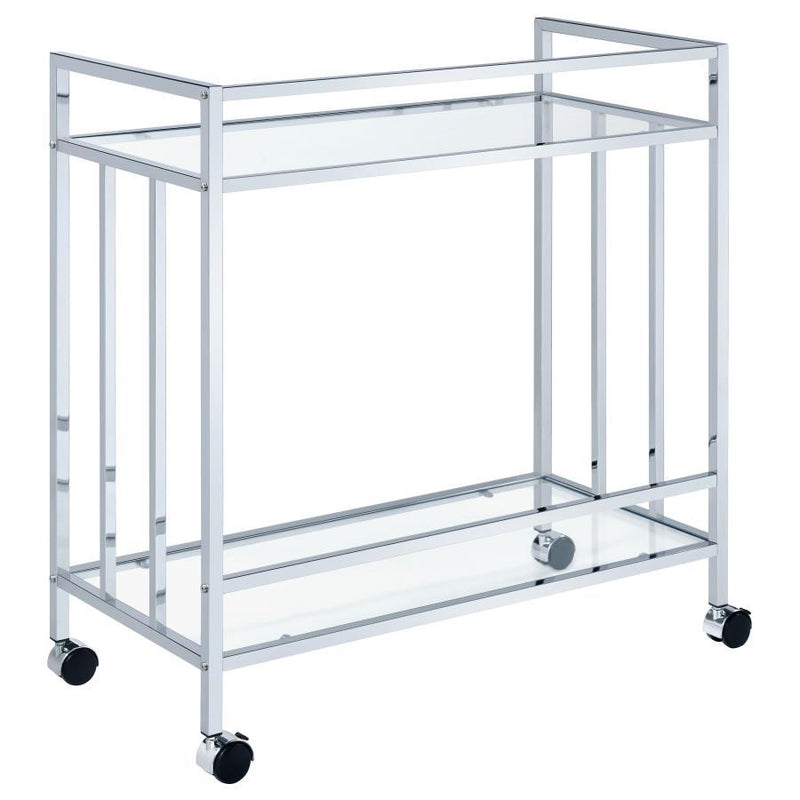 Cara - 2-tier Rectangular Glass Shelf Metal Bar Cart