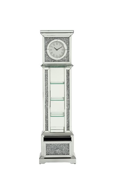 Noralie - Grandfather Clock - Mirrored & Faux Diamonds - Wood