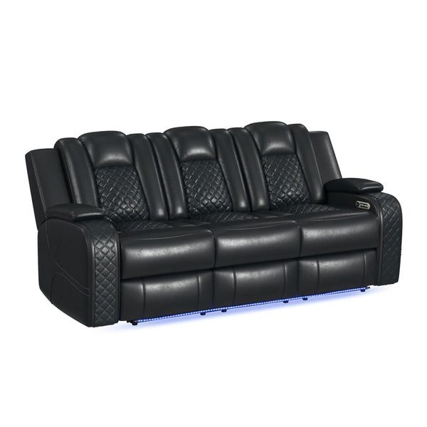 Carlo - Power Motion Sofa With Power Headrest, Dropdown Table, Power Strip, LED And Reading Light - Pebble Black