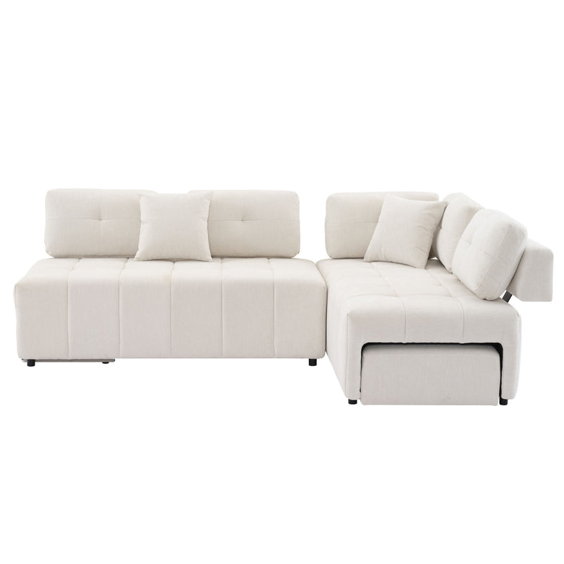 L-Shaped Sofa Sectional Sofa Couch With 2 Stools And 2 Lumbar Pillows For Living Room