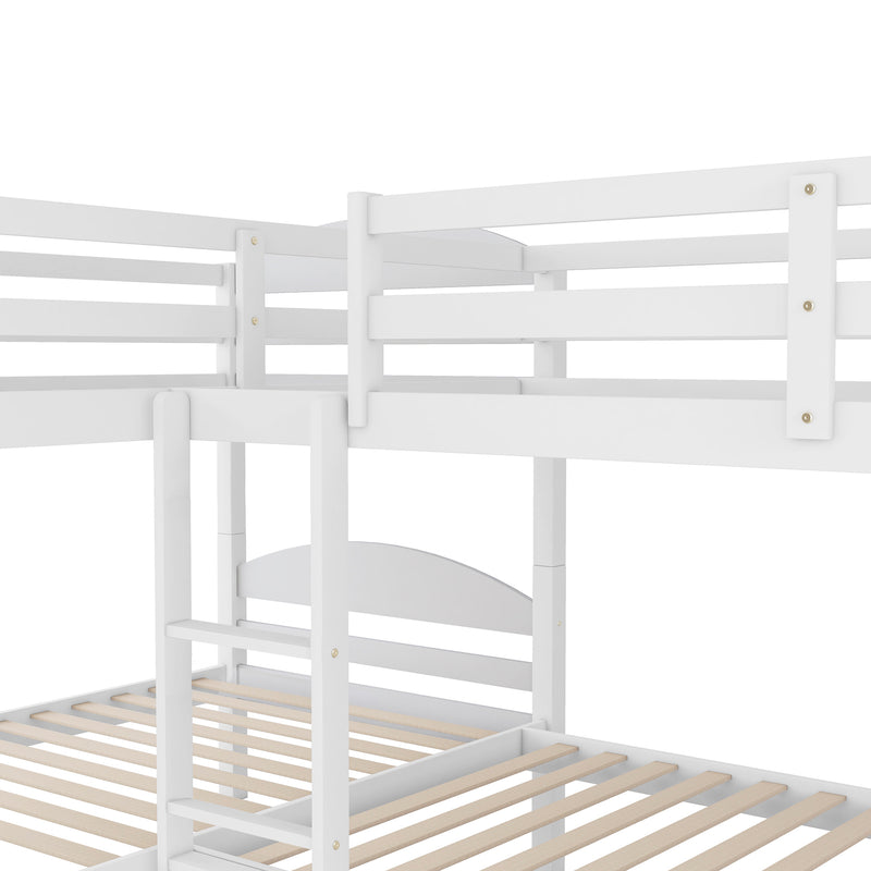 Twin L-Shaped Bunk bed with Trundle-White{OLD SKU:LP000024AAK}