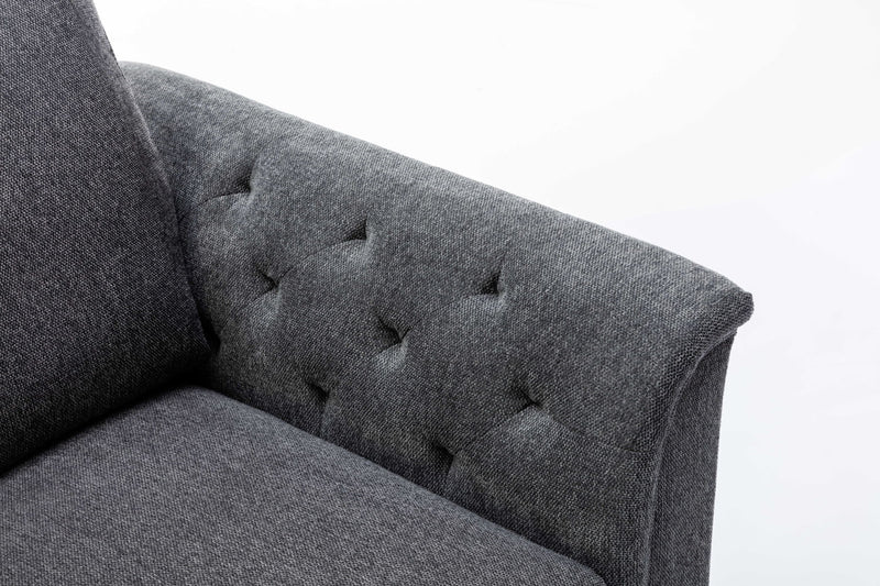 Stanton - Linen Sofa With Tufted Arms - Dark Gray