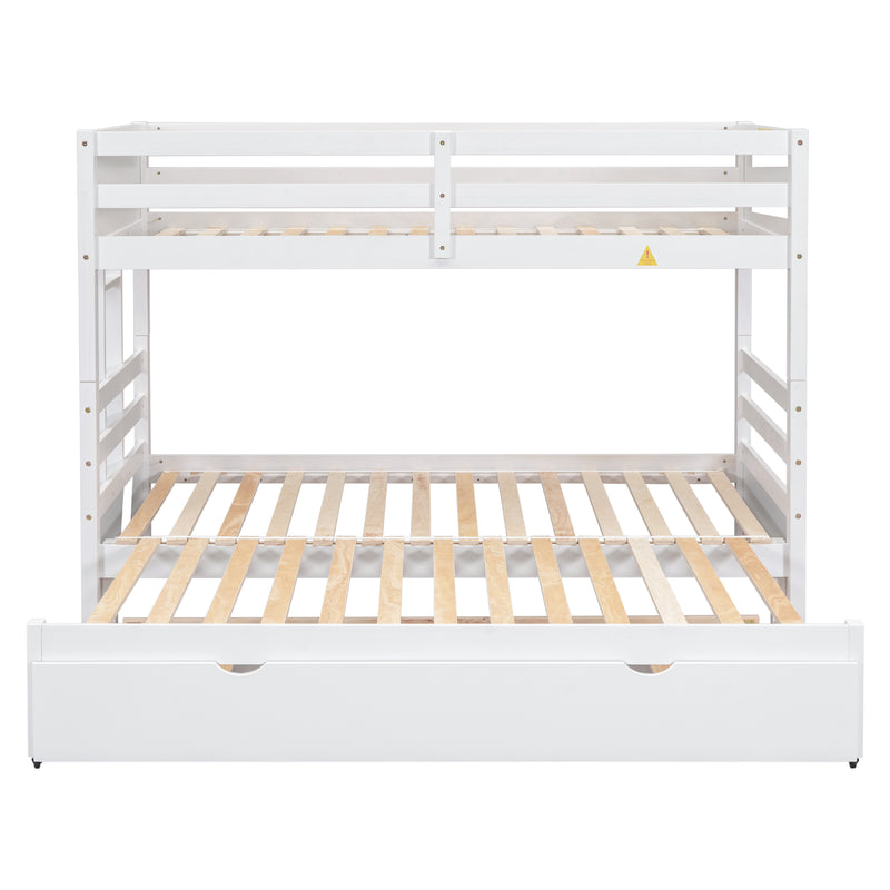 Twin over Pull-out Bunk Bed with Trundle, White