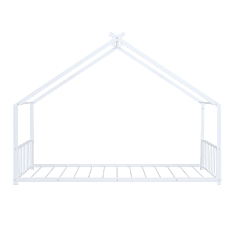 Twin Size Metal House Bed, White