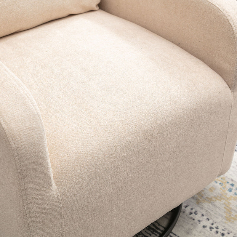 Upholstered Swivel Glider Rocking Chair For Nursery In Beige.Modern Style One Left Bag - Beige