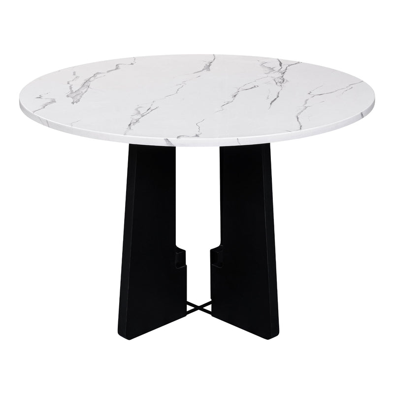 5 Piece Round Dining Table Set, Modern Dining Table And 4 Upholstered Chairs For Dining Room, Kitchen Room, Living Room - White / Gray