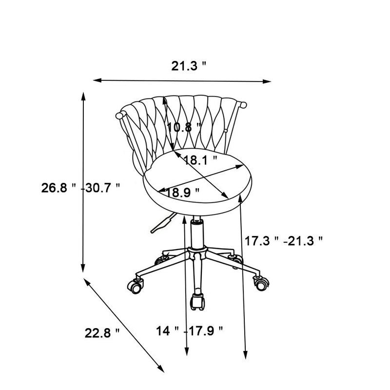 Office Desk Chair, Upholstered Home Office Desk Chairs With Adjustable Swivel Wheels, Ergonomic Office Chair For Living Room, Bedroom, Office, Vanity Study