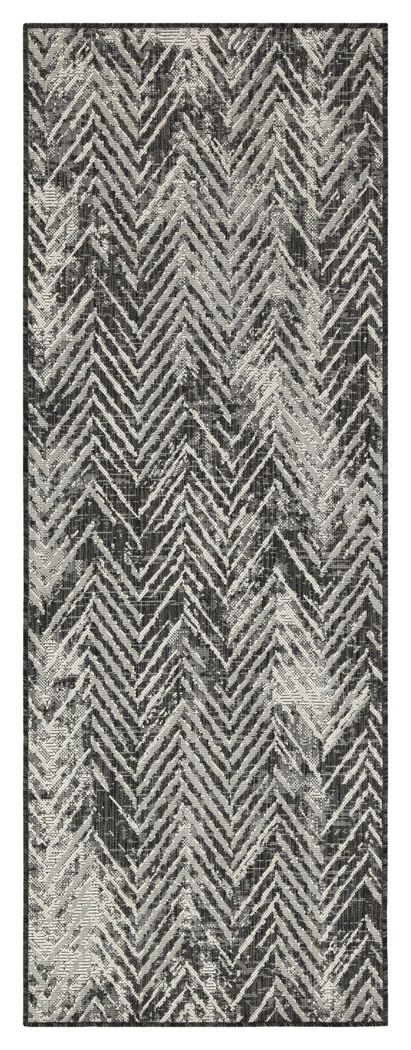 Sunshine - 2'7" X 7'3" Polypropylene, Indoor / Outdoor Area Rug - Anthracite