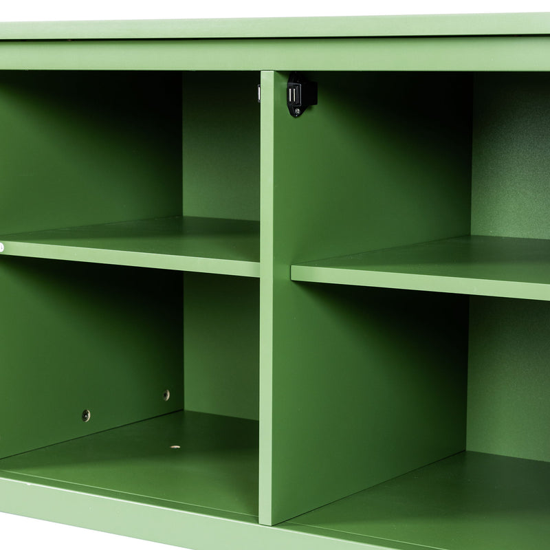 Stylish TV Cabinet, Entertainment CenterTV Stand, TVconsoletable, Media Console, Solidwood Frame, Changhong Glass Door, Metal Handle - Antique Green