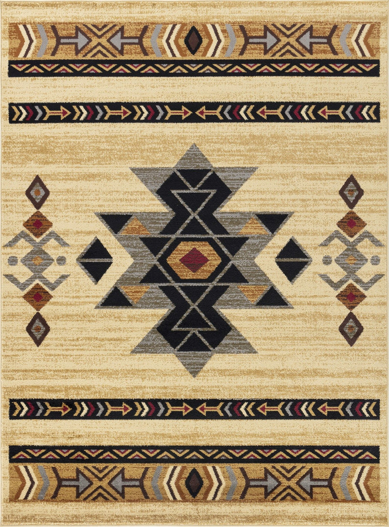 Tribes - 2'7" X 7'3" Southwest Area Rug, Polypropylene - Cream