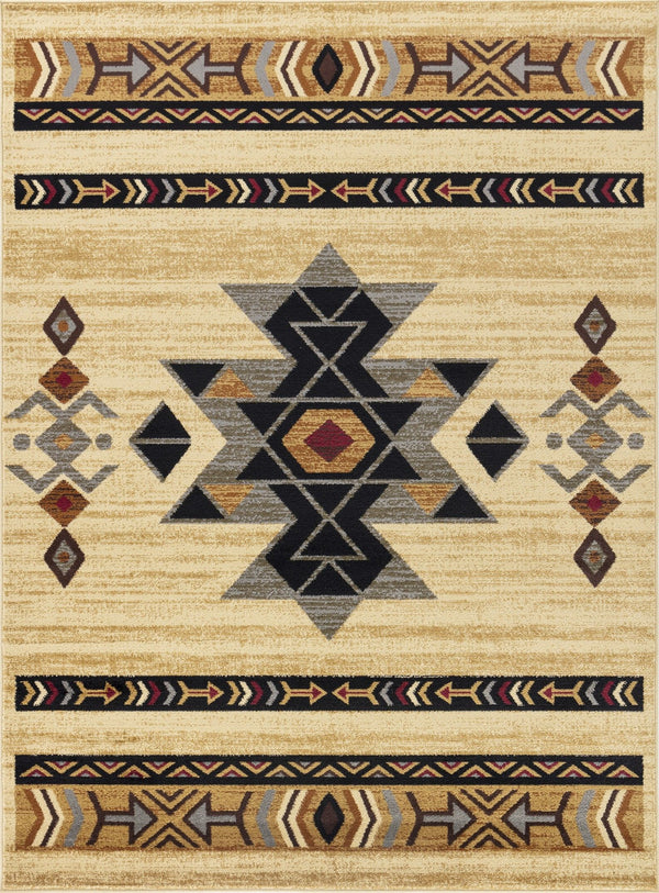 Tribes - 7'10" X 10'3" Polypropylene Southwest Area Rug - Cream