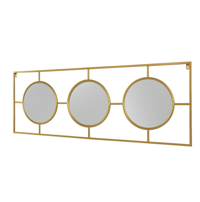 3 Mirror Piece Wall Mirror Rectangular Frame, Home Wall Decor For Bedroom Living Room - Gold