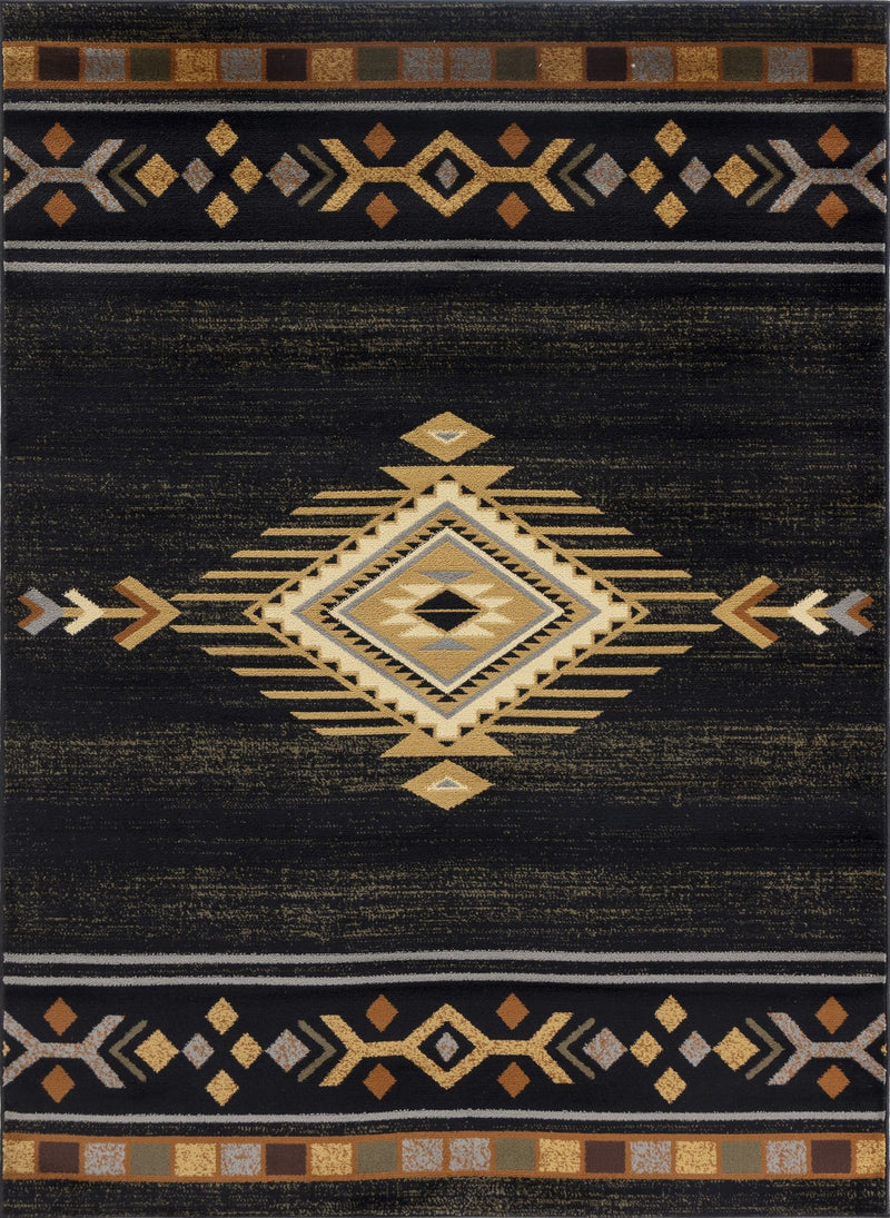 Tribes - 2' X 3' Southwest Area Rug - Black / Polyester