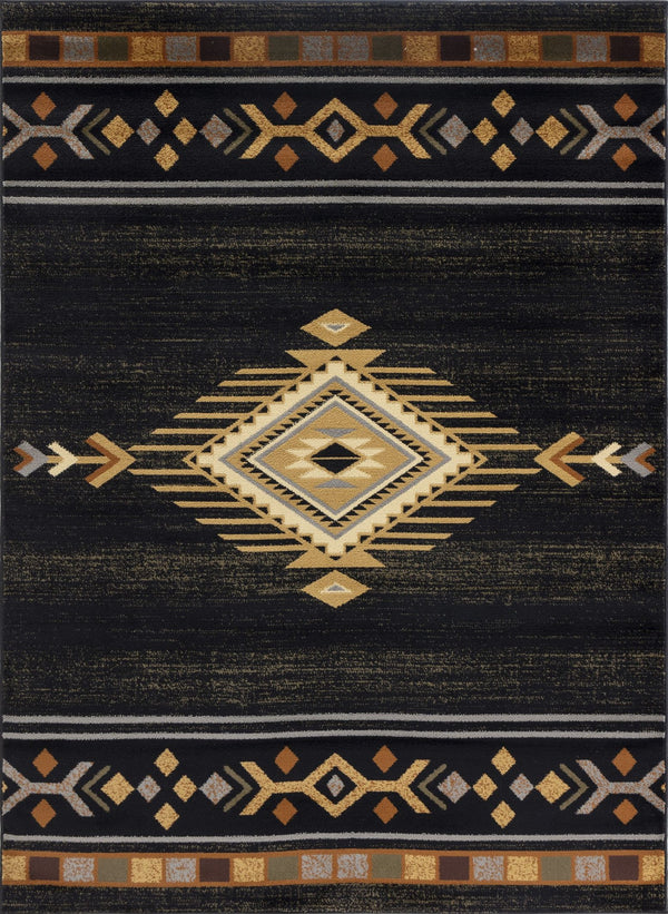 Tribes - 7'10" X 10'3" Southwest Area Rug - Black