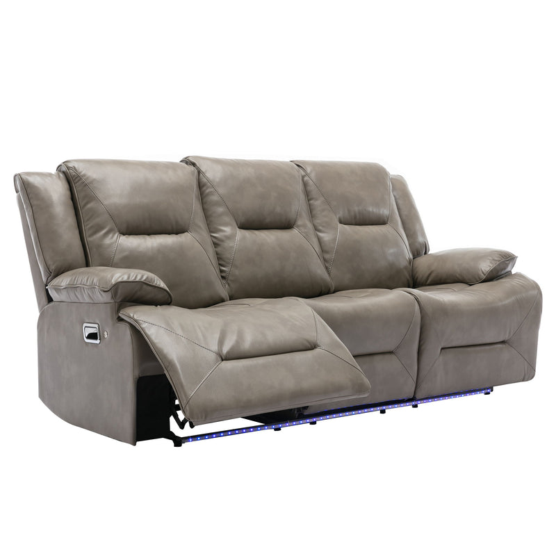 3 Seater Home Theater Recliner Manual Recliner Chair With A Led Light Strip Two Built-In Cup Holders For Living Room