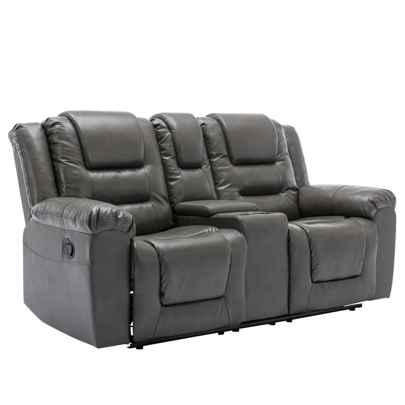 2 Seater Home Theater Recliner Manual Recliner Chair With A Storage Box And Two Cup Holders For Living Room