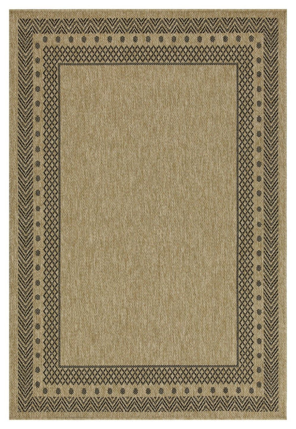 Earth - 5'3" X 7'3" Polypropylene Indoor / Outdoor Area Rug - Jute / Black