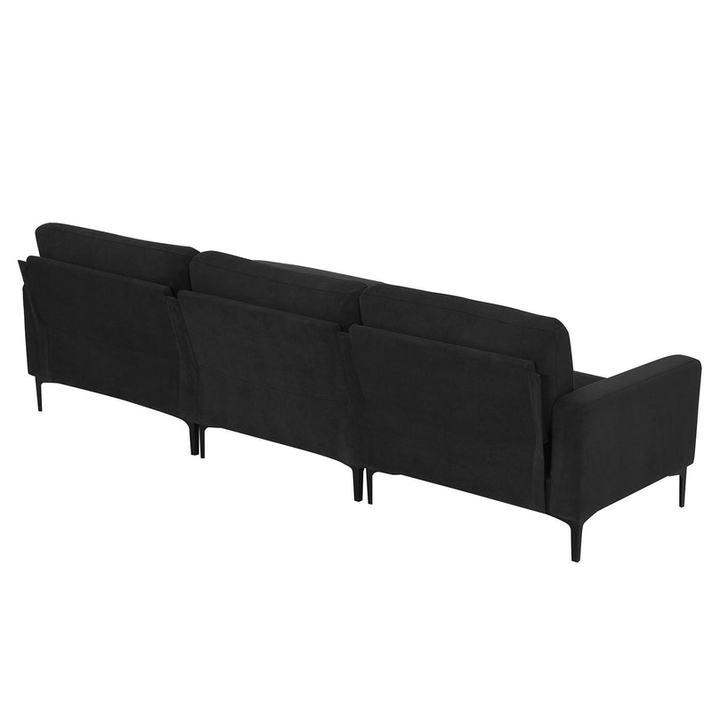 Modern L-Shaped Sectional Sofa, 4-Seat Velvet Fabric Couch Set With Convertible Ottoman, Freely Combinable Sofa For Living Room, Apartment, Office, Apartment