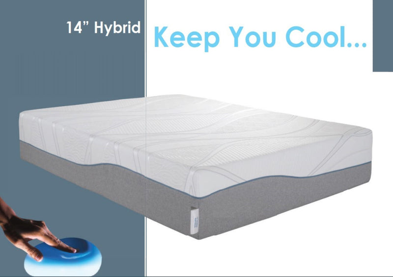 Kruger 14" Medium Cooling Gel Memory Edge Support Pocket Spring Removable Cover Hybrid Mattress