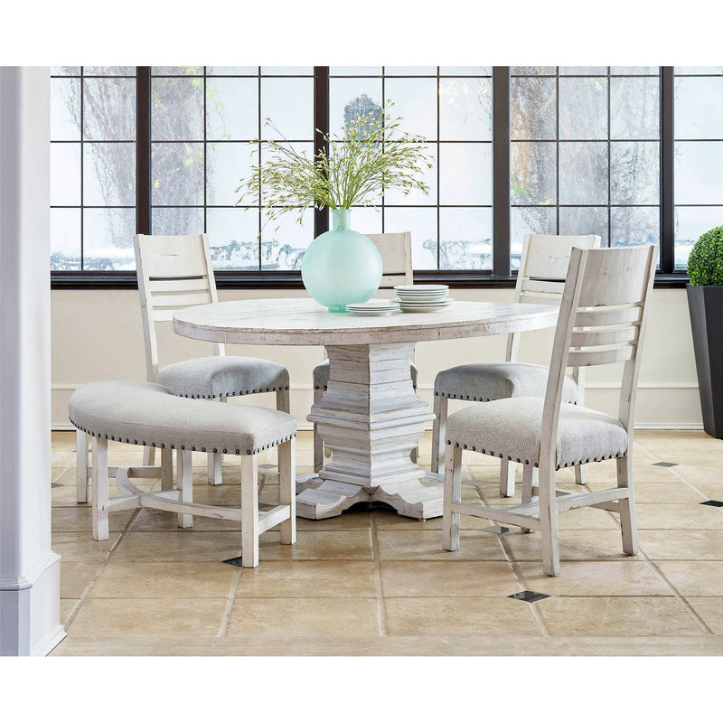 Condesa - Round Dining-White Wooden Back Side Chair (Set of 2) - Distressed White Finish