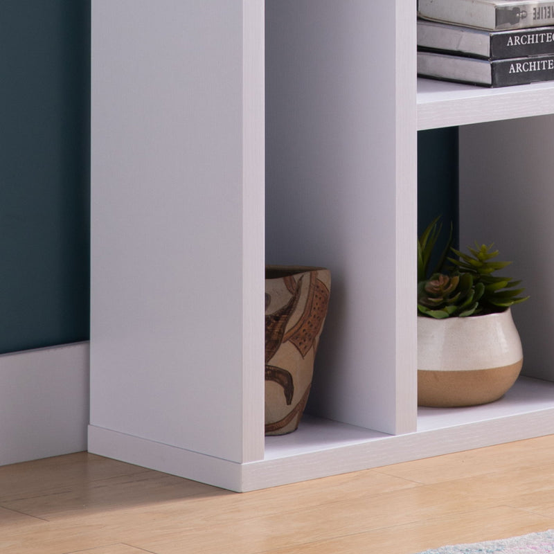 Contemporary Bookcase With Nine Shelves - White