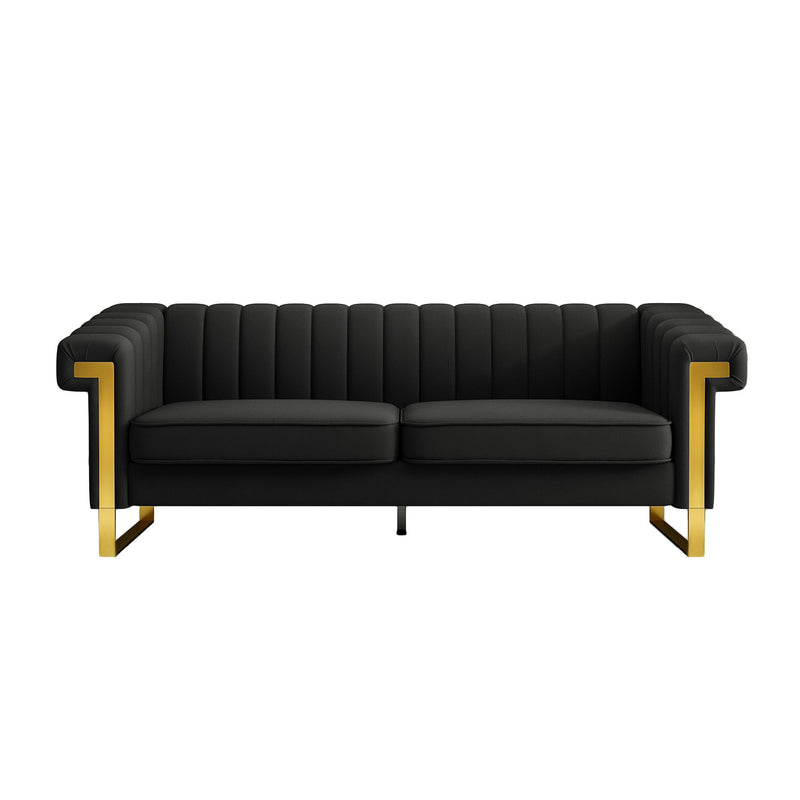 Fx-P81Pu-Bk Fashionable Sofa For Livingroom And Office Room 3S Sofa (Temu Suitable) - Black