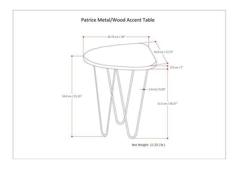 Patrice - Metal And Wood Accent Table - Dark Brown