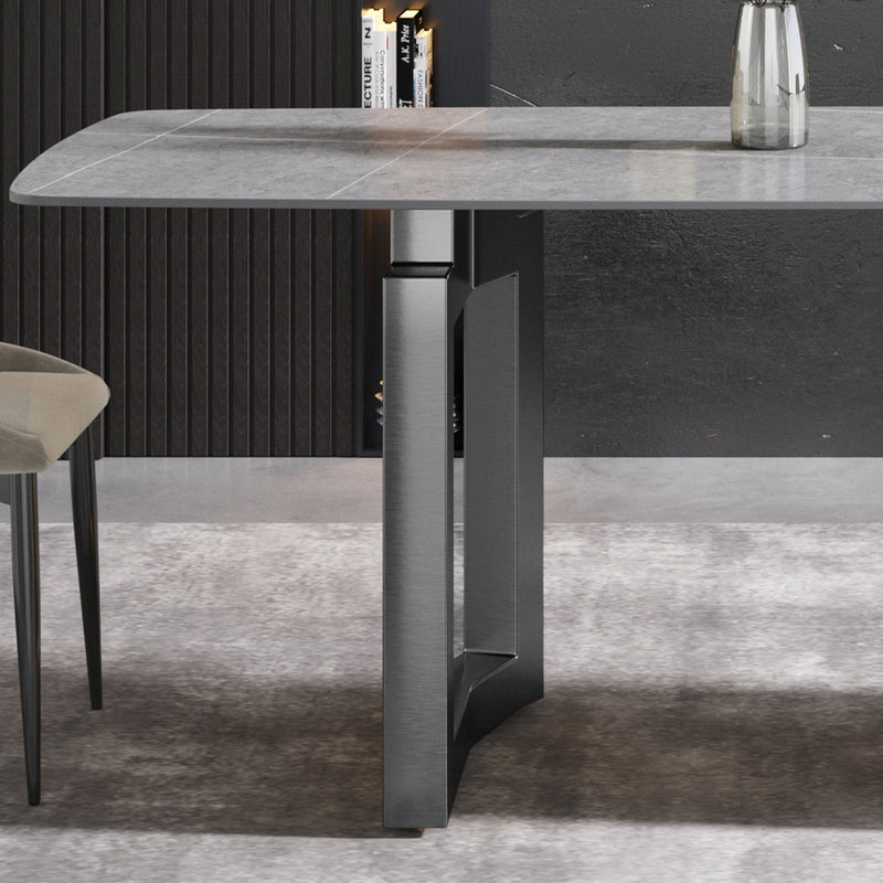 70.87" Modern Artificial Stone Dining Table, Can Accommodate 6-8 People - Gray