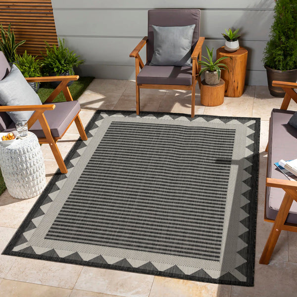 Sunshine - 7'10" X 10'3" Indoor / Outdoor Area Rug, Polypropylene - Anthracite